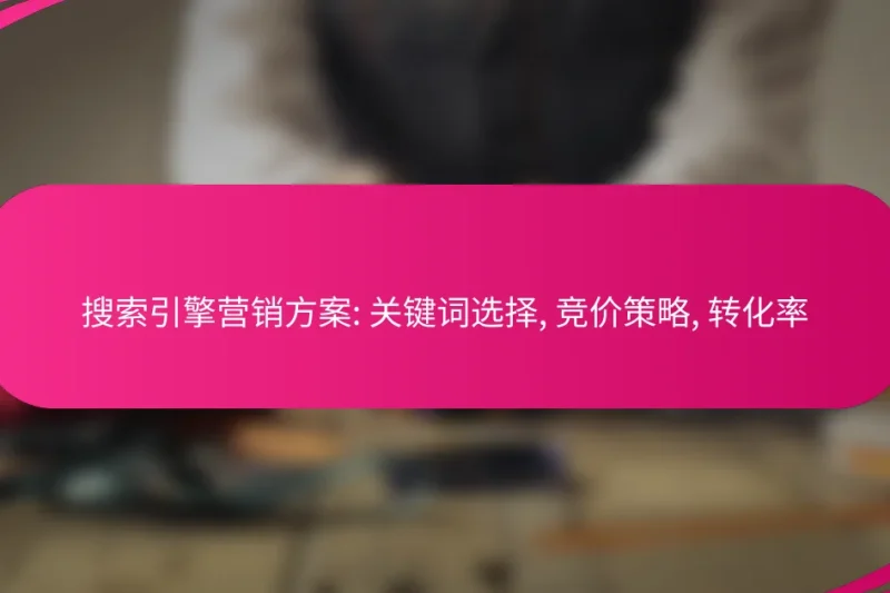 搜索引擎营销方案: 关键词选择, 竞价策略, 转化率