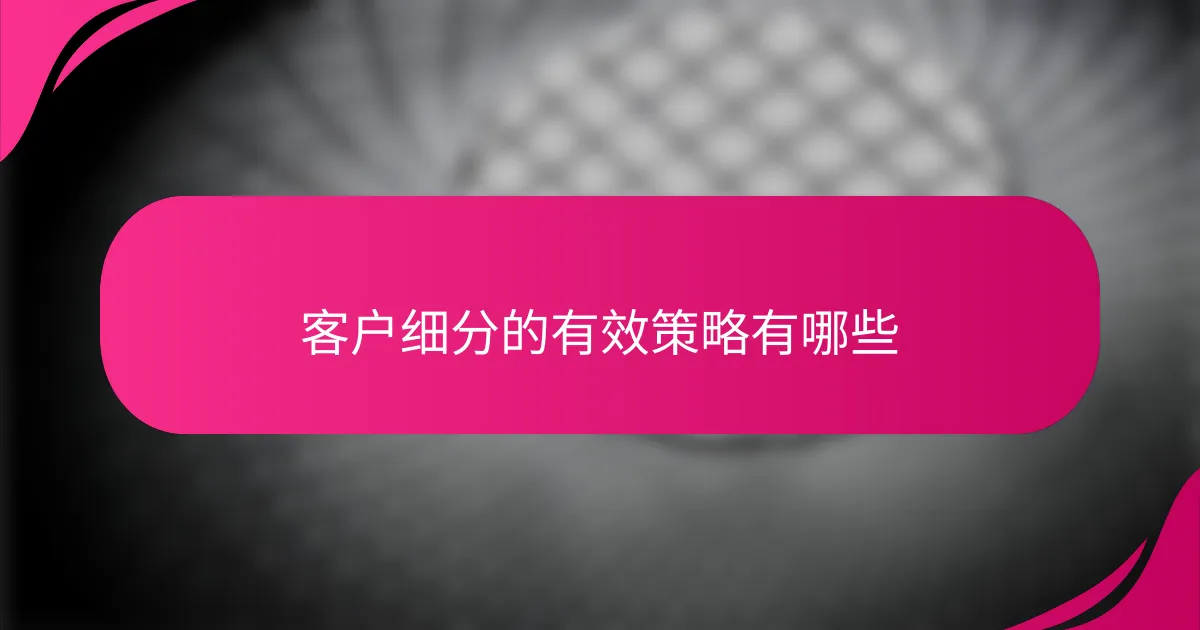 客户细分的有效策略有哪些