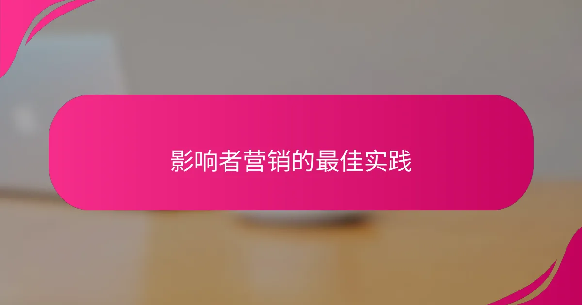 影响者营销的最佳实践
